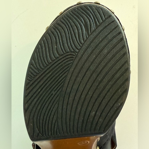 Dansko Delle Suede Slingback Black Platform Clogs w/Wooden Heel, Black, Sz 36 - Picture 4 of 14